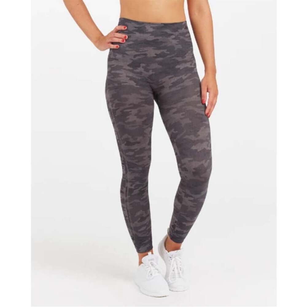 SPANX Look at Me Now Seamless Leggings Heather Camo Wide Waistband NEW Size XS